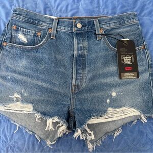 Levi's Women's Distressed Blue Denim Cutoff Shorts